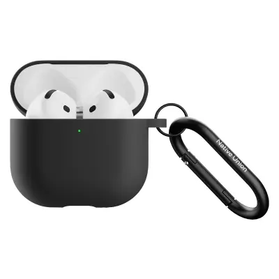 Native Union, Silikonski ovitek za AirPods 4 s kovinskim karabinom, Črna