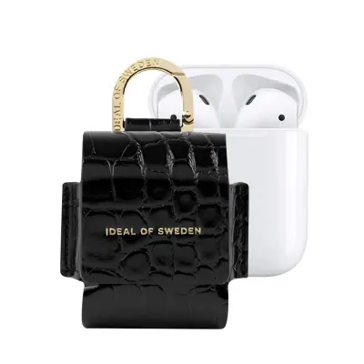 IDEAL OF SWEDEN, Malo torbico za AirPods 1 / 2 Flo Croco Textured s karabinom, Črna