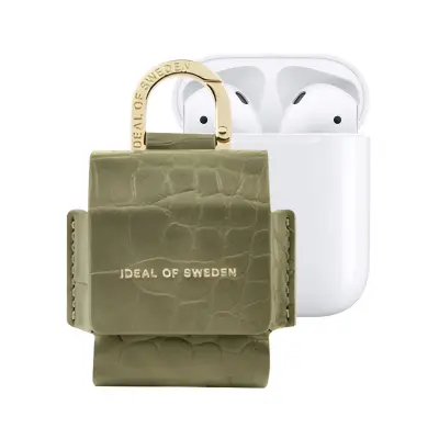 IDEAL OF SWEDEN, Malo torbico za AirPods 1 / 2 Flo Croco Textured s karabinom, Zelena