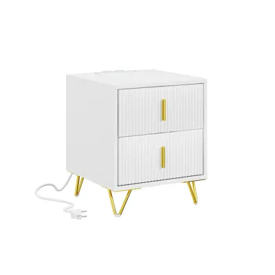 Nočna omarica z 2 predaloma Bela 40x36x47cm FBT115-E-W
