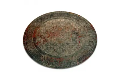 Preproga volna OMEGA MAMLUK krog - Rozeta vintage smaragdni cercle 135 cm