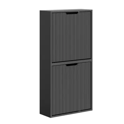 Stenska omara za čevlje s preklopnimi vrati Črna 50x19x99cm FSR204-SCH