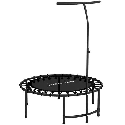 Fitness trampolin z nastavljivim ročajem 102x116-132 cm črna