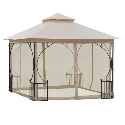 Vrtni paviljon 295x295x275 cm bež in črna