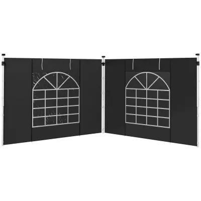 Komplet stranskih sten paviljona 295x195 cm črne barve