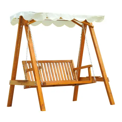 Vrtna gugalnica klop za 2 osebi 162x130x185 cm bež