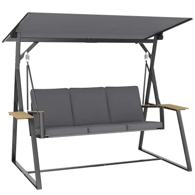 Vrtna gugalnica za 3 osebe, 222x131x175 cm, siva