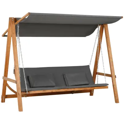 Vrtna gugalnica za 3 osebe z ležiščno funkcijo 225,5x113x180 cm siva