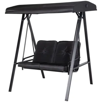 Vrtna gugalnica klop za 2 osebi 145x116x172 cm črna