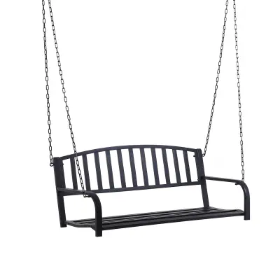 Vrtna gugalnica klop za 2 osebi 127x60x53 cm črn kovinski