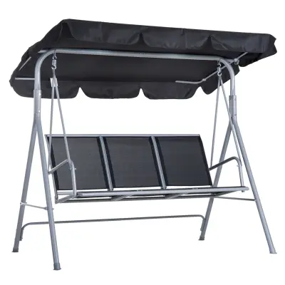 Vrtna gugalnica za 3 osebe 171x108x154 cm črno-srebrna