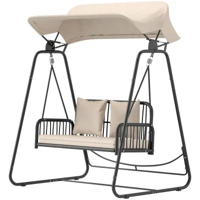 Vrtna gugalnica za 2 osebi 149x121x180 cm kaki