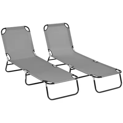 Set za ležalnik 2 kosa 188x56x28 cm temno siva zložljiva