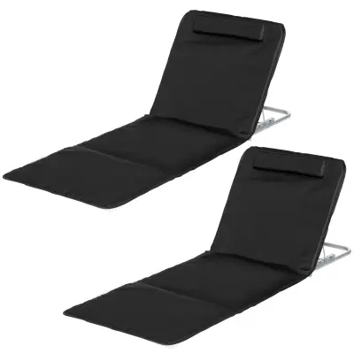 Set za plažno preprogo, zložljiv, nastavljiv, 134x48x33-43 cm, črne barve