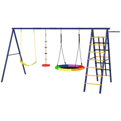 Igralni komplet z gugalnico 6 v 1, zunanji igralni set, 350x183x200 cm, večbarven