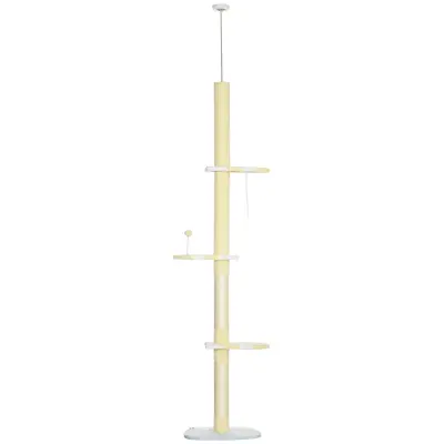 Mačje drevo nastavljiva višina stropa 47x34x220-260 cm rumena