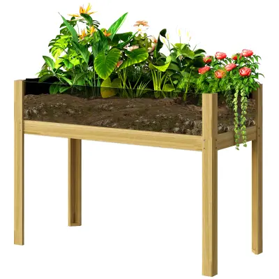 Dvignjena vrtna greda 110x50x80 cm naravno lesena