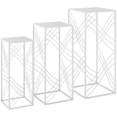Set stojal za rastline, 3 kosi, 30x30x70 cm, 25x25x60 cm, 20x20x50 cm, bela