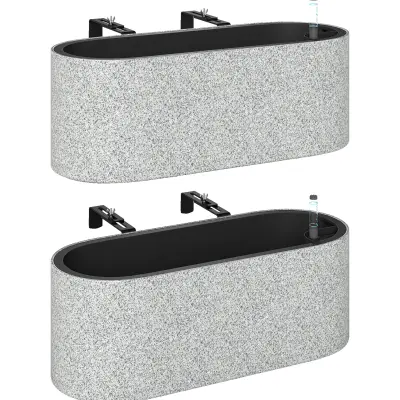 Set visečih cvetličnih loncev z drenažnim sistemom 42x16x15 cm siva