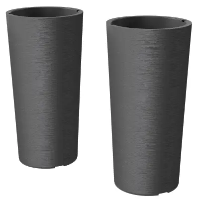 Set cvetličnih loncev, zložljiv lonec za rastline z drenažnimi luknjami, 35x35x60 cm, temno siv