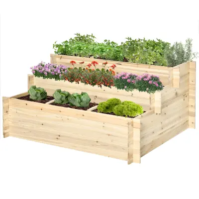 Dvignjena vrtna greda 3 nivoji 117x100x54 cm naravna