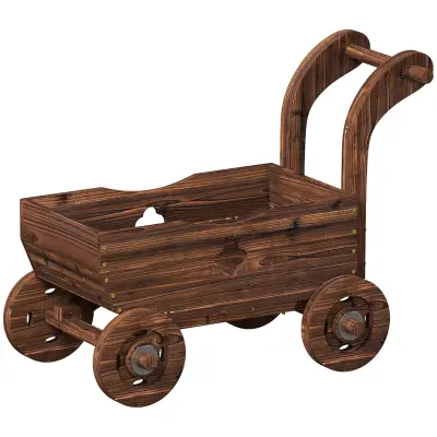 Dvignjena vrtna greda v obliki vozička 68x38x52 cm rjava