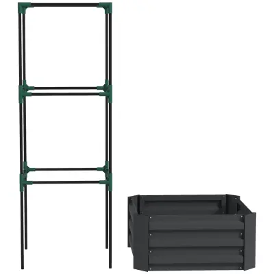 Dvignjena vrtna greda z rešetko 61x61x140 cm temno siva