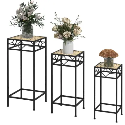 Set 3-delni stojalo za rastline 28x28x66 cm zlato