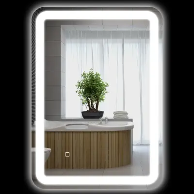Kopalniško ogledalo LED 50x70 cm srebrno