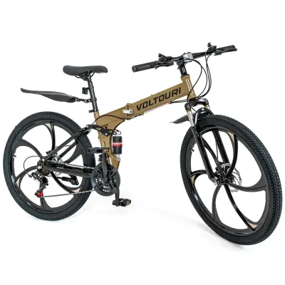 Zložljivo gorsko kolo Voltouri 26" – 21 prestav Shimano, dvojno vzmetenje, jeklen okvir
