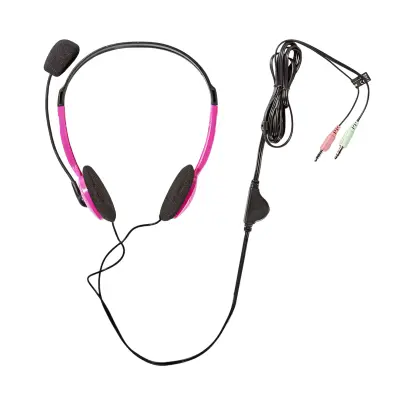 Nedis, PC slušalke čez uho stereo dvojni 3.5mm Jack z zložljivim mikrofonom, Črna / roza