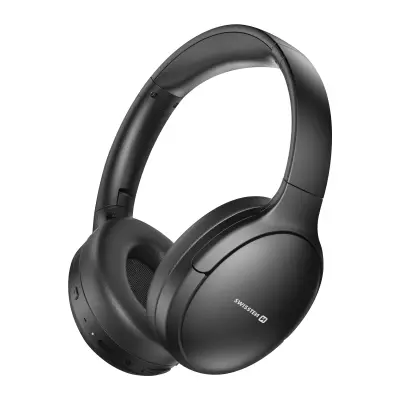Swissten, Slušalke Bluetooth ANC Vodoodporne IP44 Zložljiv naglavni trak z blazinicami, Črna