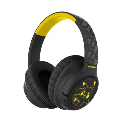 Pokemon, Zložljive Bluetooth 5.3 avdio slušalke za otroke ANC LED Pikachu, Črna