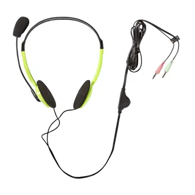 Nedis, PC slušalke čez uho stereo dvojni 3.5mm Jack z zložljivim mikrofonom, Črna / Zelena