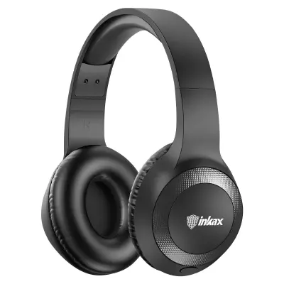 Inkax, Zložljive slušalke Bluetooth z mikrofonom in gumbi za upravljanje, Črna