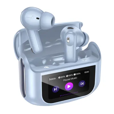 Hoko, Brezžične slušalke Bluetooth 5.4 ANC / ENC, polnilna torbica z LED zaslonom na dotik, Modra