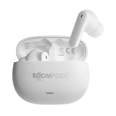 Boompods, Brezžične Bluetooth slušalke 5.3 ANC z odprtim načinom za šport IPX4, Bela