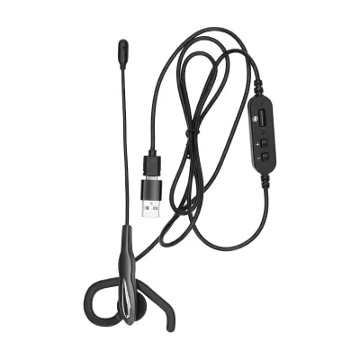 Nedis, PC slušalke v ušesne mono USB-C z adapterjem USB-A in fleksibilnim mikrofonom, Črna