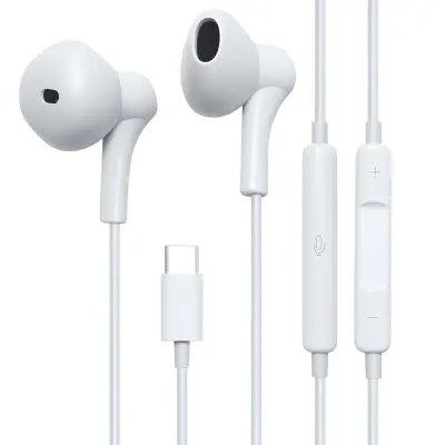Jaym, Žične USB-C slušalke z mikrofonom in 3-gumbnim daljinskim upravljalnikom, Bela