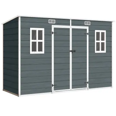 Vrtna lopa s poševno streho 303x123x197 cm siva