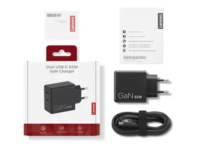 LENOVO Dual USB-C 65W GaN Charger 1Y black