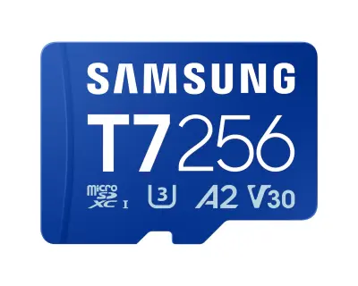 Spominska kartica Samsung T7, micro SDXC, 256GB, U3, V30, A2, UHS-I, 170 MB/s
