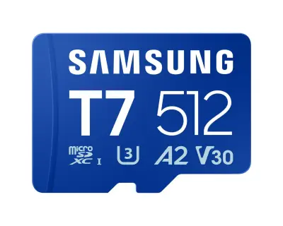 Spominska kartica Samsung T7, micro SDXC, 512GB, U3, V30, A2, UHS-I, 170 MB/s