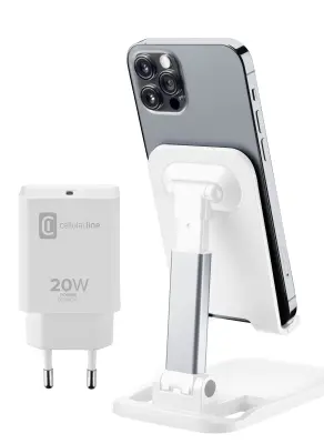 Hitri polnilec CELLULARLINE 20 W + namizno stojalo 2v1