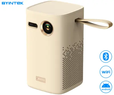 BYINTEK MAGIC X1 prenosni 3LED DLP projektor, Android TV, Dual WIFI, Bluetooth, polnilna baterija, 400 ANSI lumnov, samodejni fokus, STEREO zvočniki
