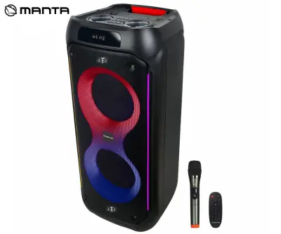 MANTA SPK0805B140 PALLAS prenosni KARAOKE zvočnik, Bluetooth, 140W, TWS, Equalizer, polnilna baterija, RGB LED osvetlitev, USB / microSD / AUX / MIC