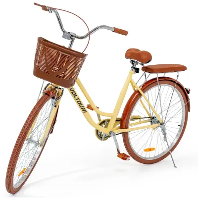 Mestno žensko kolo Voltouri 28" – retro dizajn, jeklen okvir 17", košara in prtljažnik