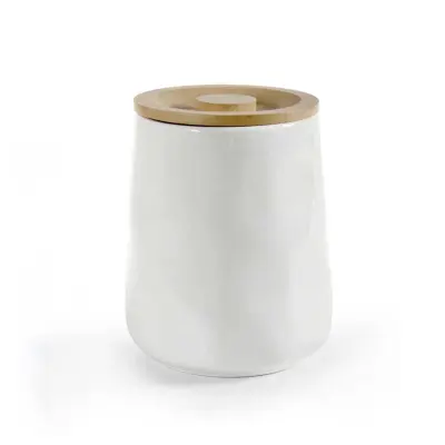 Doza za piškote - biškotiera z lesenim pokrovom 12xH16CM / keramika, les