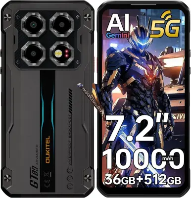 OUKITEL WP60 36/512GB 10000mAh Dimensity 7025, črna pametni robustni telefon Android 15, 6.6"