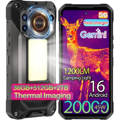 Pametni telefon 5G OUKITEL WP61 Ultra Toplotno slikanje 36/512GB 20000mAh, Android 16, 6.8" - črna